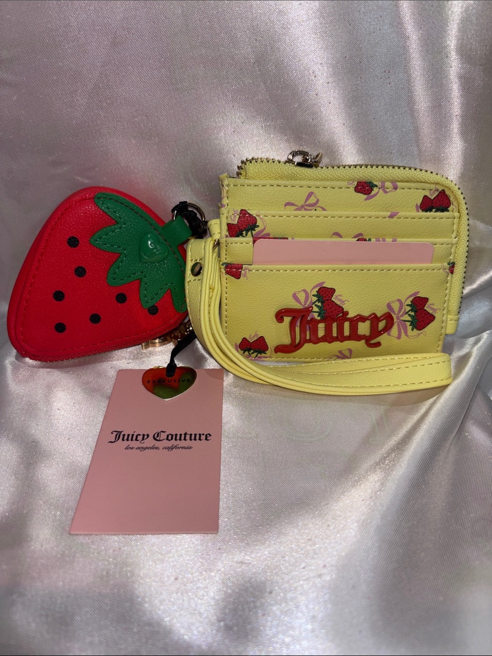 EXCLUSIVE Juicy Couture Strawberry Print Card Holder with Strawberry Charm